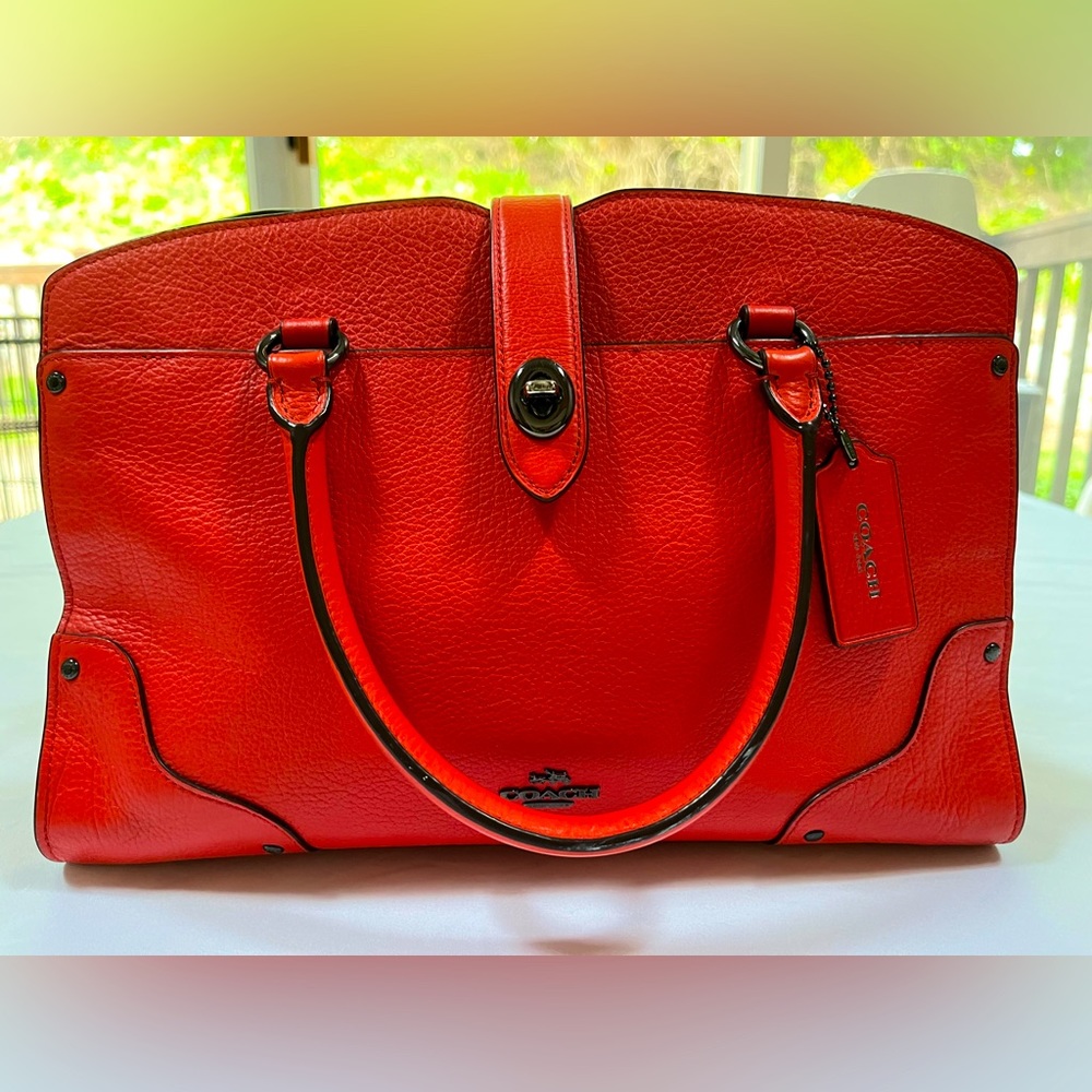 Coach Mercer Satchel 30 in Grain Leather (Coral)